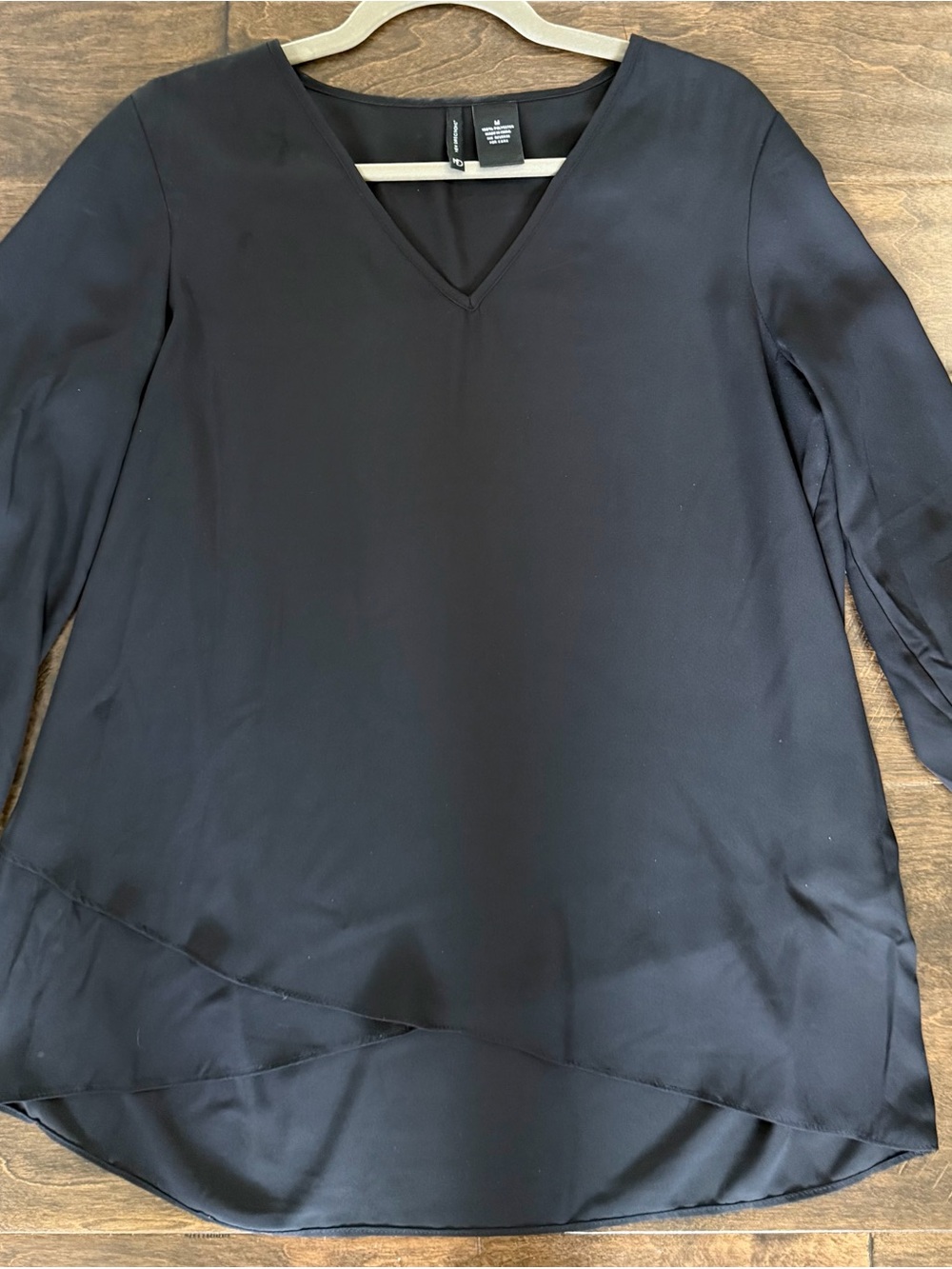 new directions Black V-Neck Long Sleeve Tunic Blouse